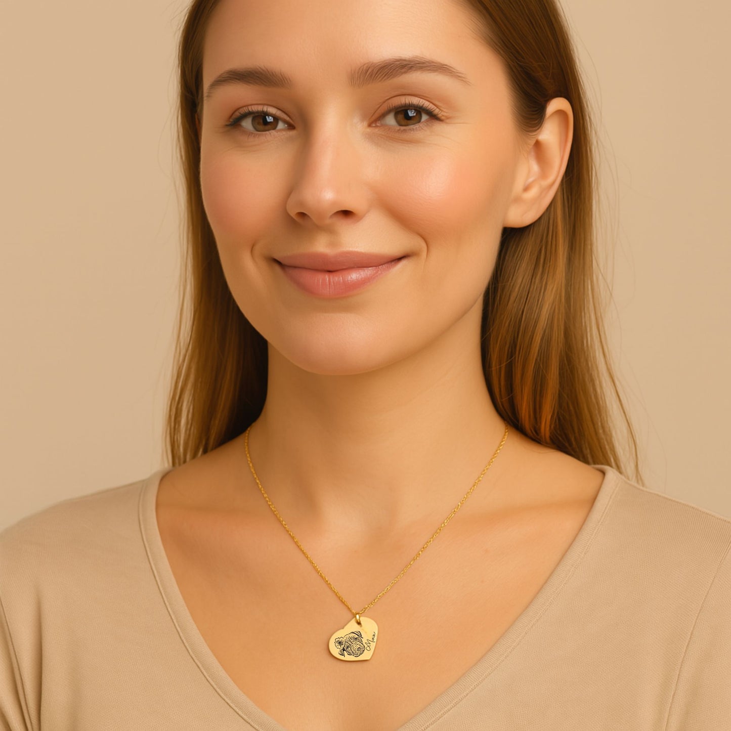 Pet Portrait Heart Necklace