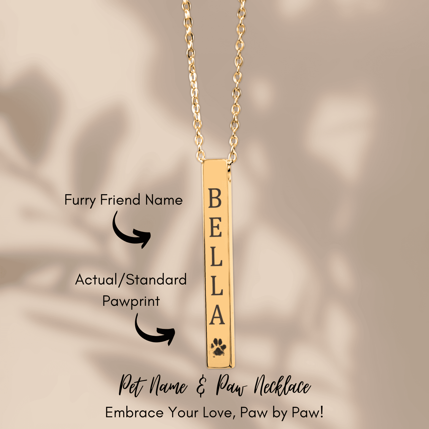 Pet Name & Paw Necklace